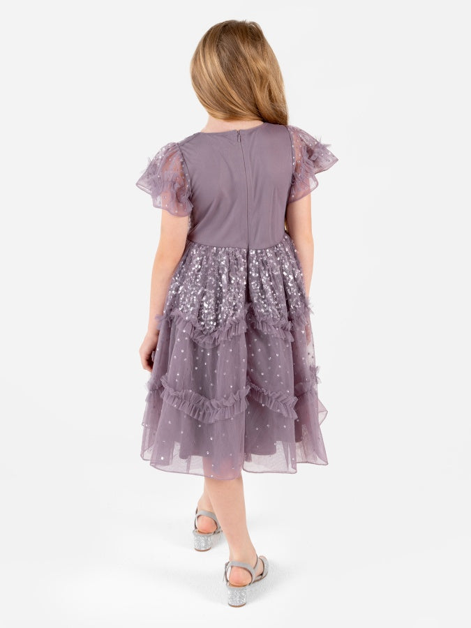 Mini Maya Moody Lilac Fully Embellished Midi Dress