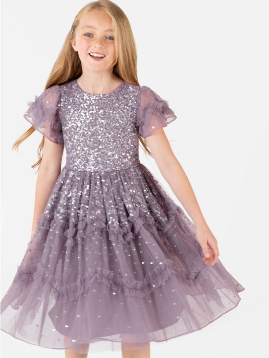 Mini Maya Moody Lilac Fully Embellished Midi Dress