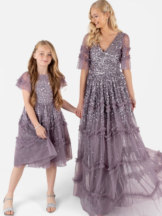 Mini Maya Moody Lilac Fully Embellished Midi Dress