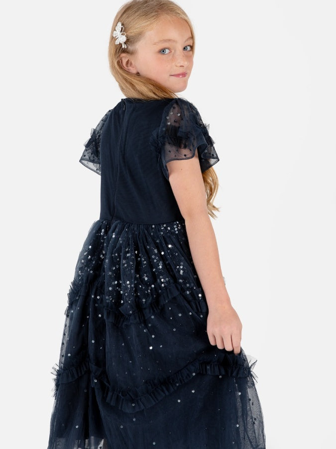 Mini Maya Navy Fully Embellished Midi Dress