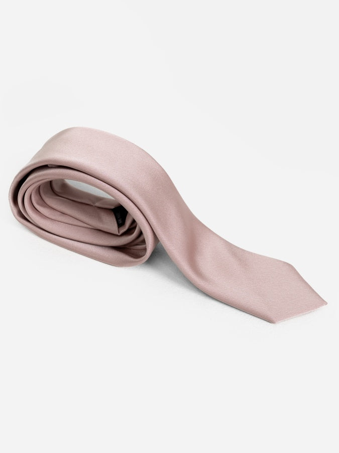 Maya Deluxe Blush Satin Tie and Pocket Square Set