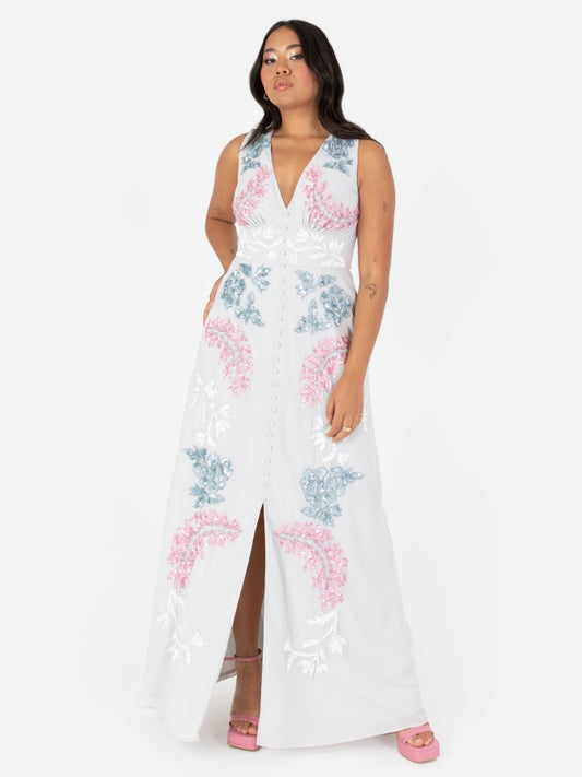 Maya Floral Embellished Sleeveless Maxi Dress