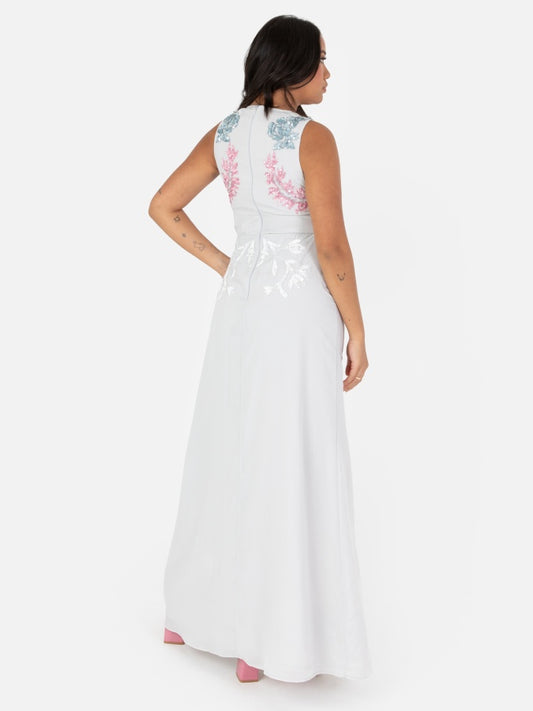 Maya Floral Embellished Sleeveless Maxi Dress