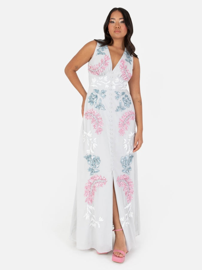 Maya Floral Embellished Sleeveless Maxi Dress