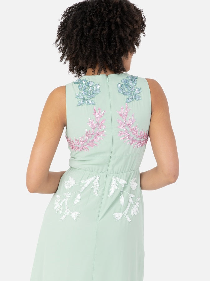 Maya Floral Embellished Sleeveless Maxi Dress