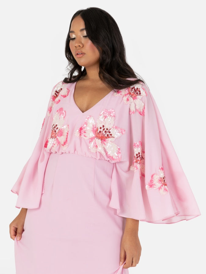 Maya Pink Floral Embellished Long Sleeve Maxi Dress Maya Deluxe Maya Pink Floral Embellished Long Sleeve Maxi Dress Maya Deluxe