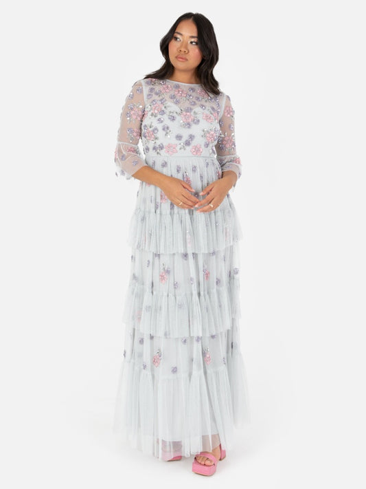 Maya Embellished Ruffle Maxi Dress