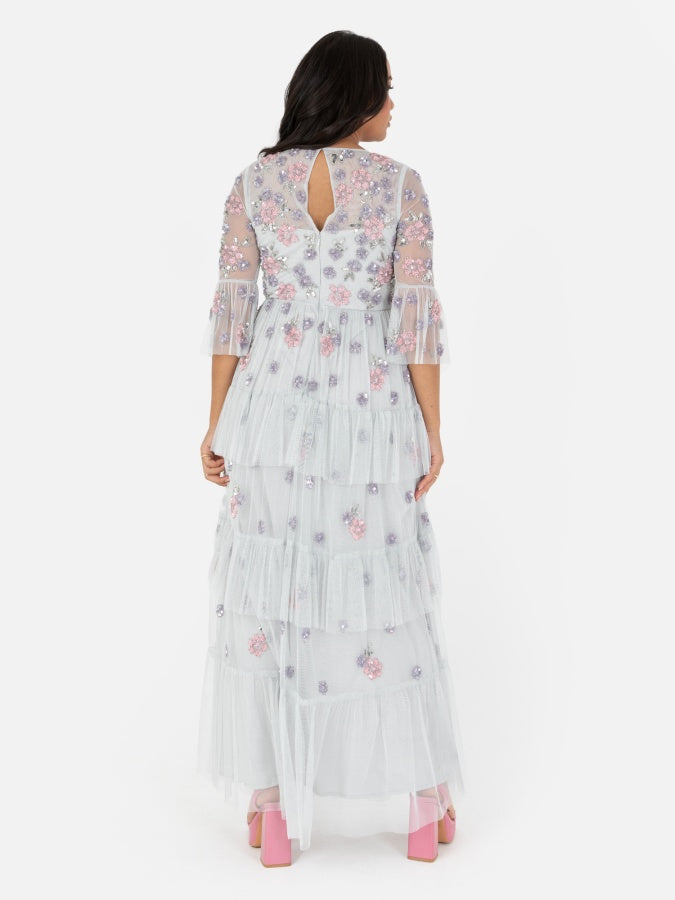 Maya Embellished Ruffle Maxi Dress