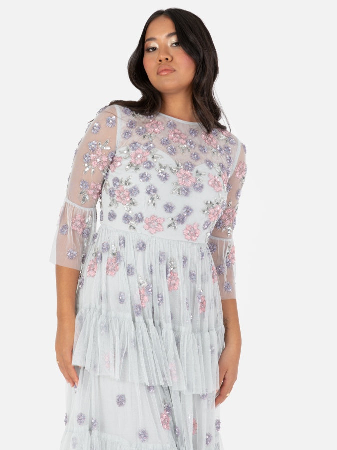 Maya Embellished Ruffle Maxi Dress