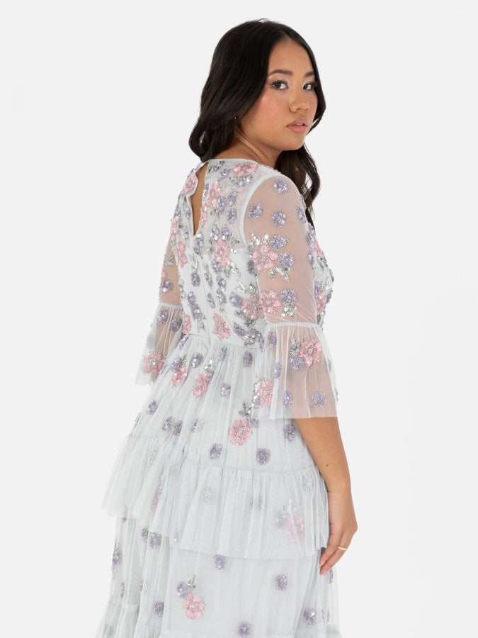 Maya Embellished Ruffle Maxi Dress