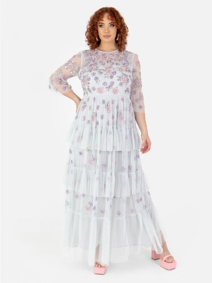 Maya Embellished Ruffle Maxi Dress