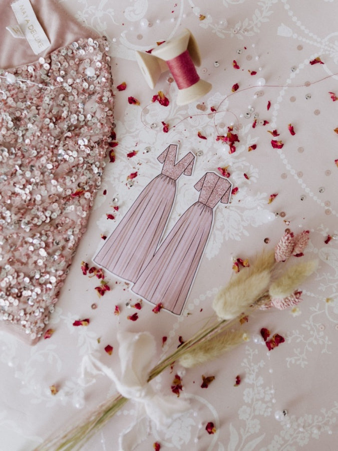 Maya Frosted Pink V Neckline Embellished Maxi Dress