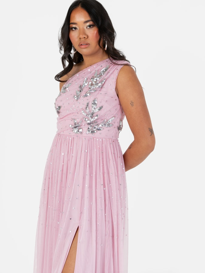 Maya Pink One Shoulder Embellished Maxi Dress