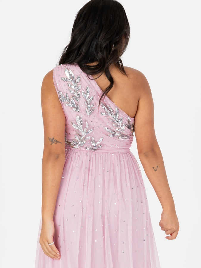 Maya Pink One Shoulder Embellished Maxi Dress