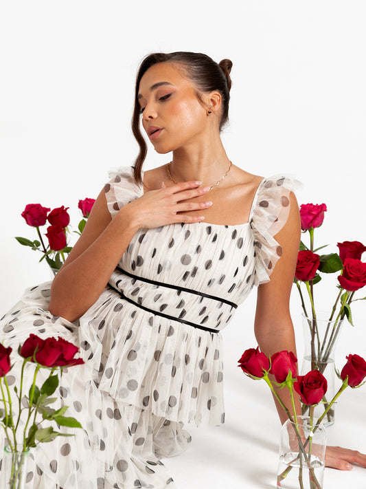 Anaya With Love Recycled Polka Dot Tiered Midaxi Dress