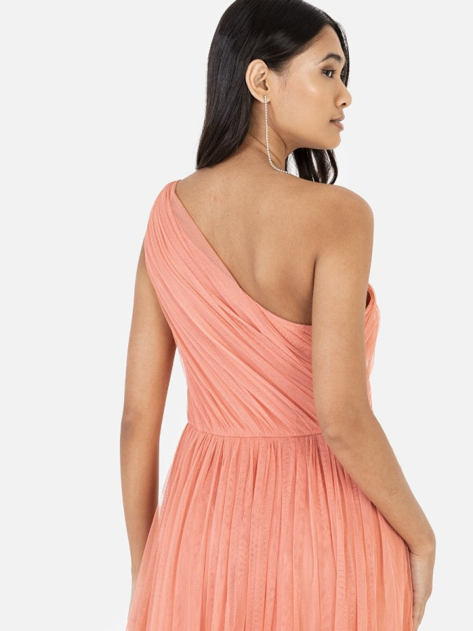 Anaya With Love Recycled Coral One Shoulder Maxi Dress