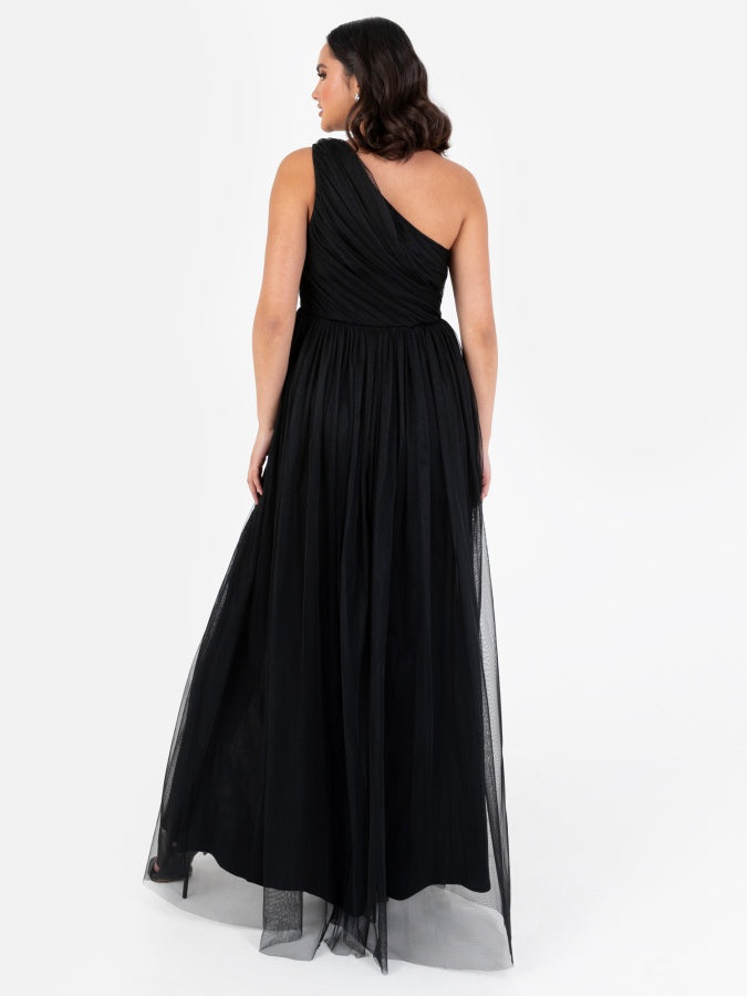 Anaya With Love Recycled Black One Shoulder Maxi Dress