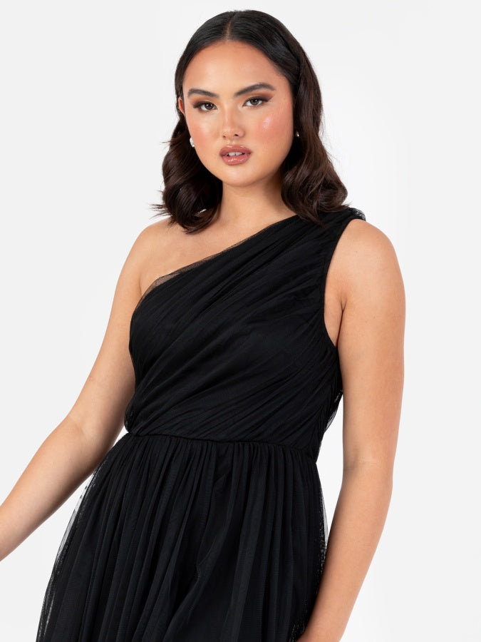 Anaya With Love Recycled Black One Shoulder Maxi Dress