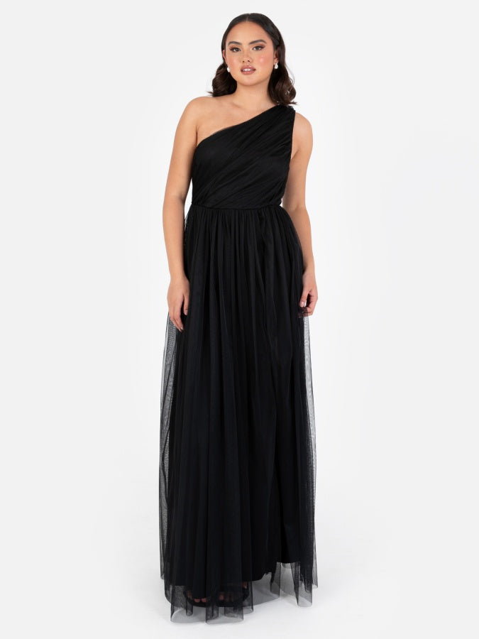 Anaya With Love Recycled Black One Shoulder Maxi Dress