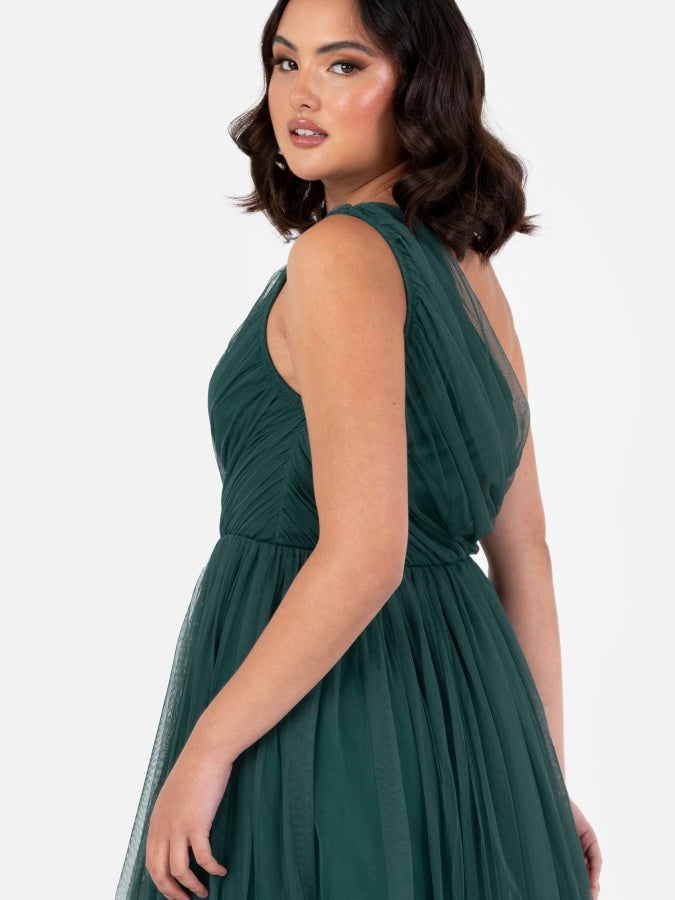 Anaya With Love Recycled Emerald Green One Shoulder Maxi Dress