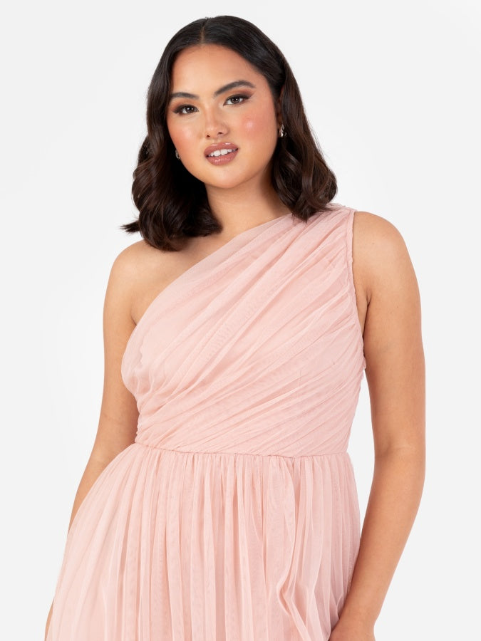 Anaya With Love Recycled Peach Blush One Shoulder Maxi Dress