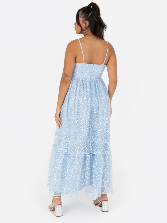 Maya Blue Sequin & Embroidery Cami Midaxi Dress