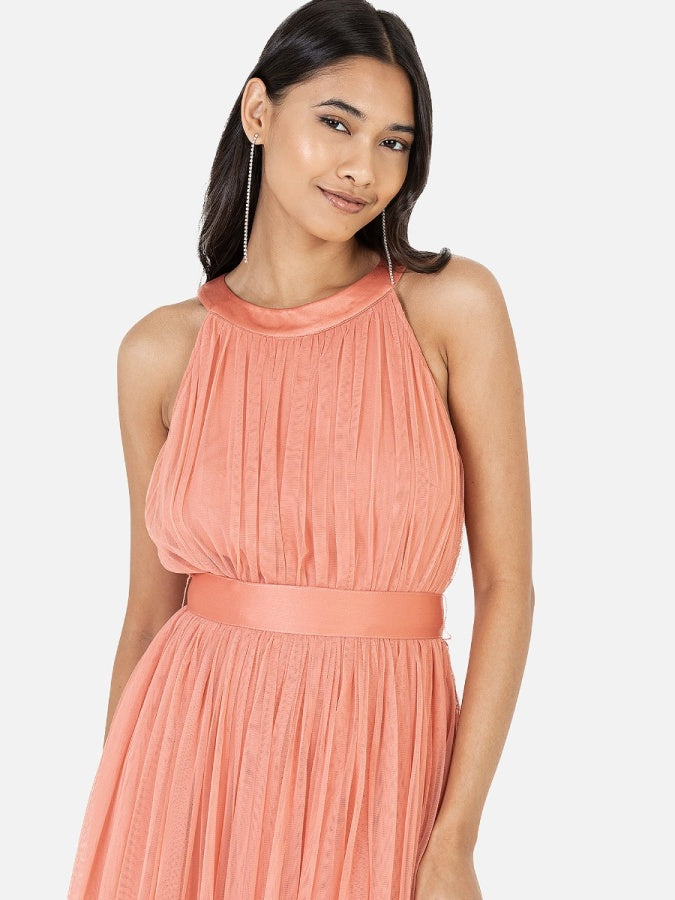 Anaya with Love Recycled Coral Halter Neck Maxi Dress