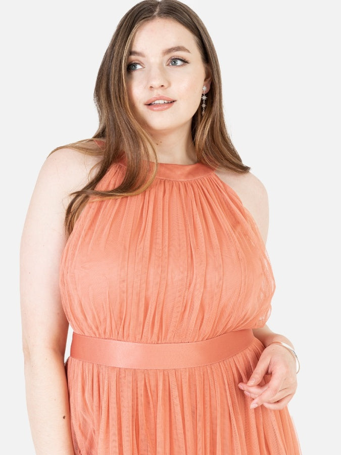 Anaya with Love Recycled Coral Halter Neck Maxi Dress
