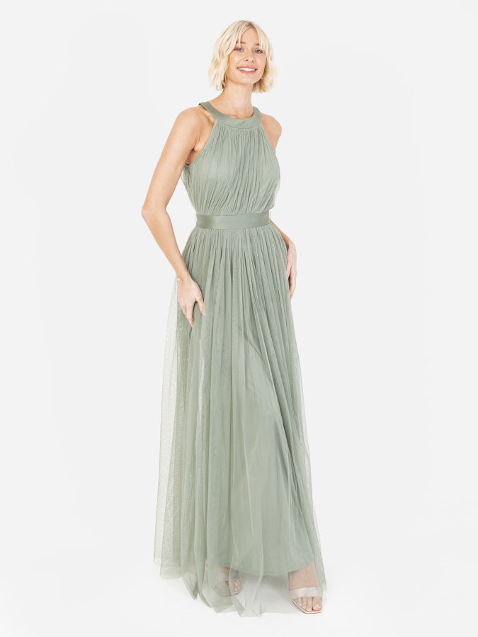 Anaya with Love Recycled Frosty Green Halter Neck Maxi Dress