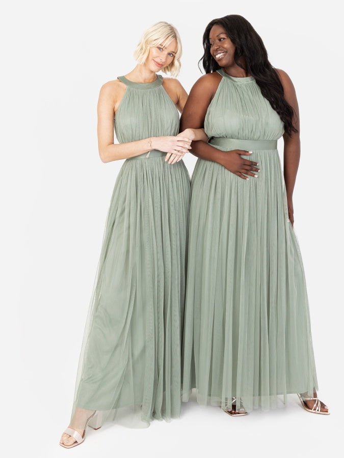 Anaya with Love Recycled Frosty Green Halter Neck Maxi Dress