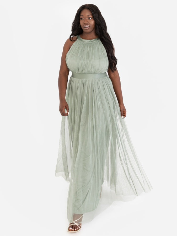 Anaya with Love Recycled Frosty Green Halter Neck Maxi Dress
