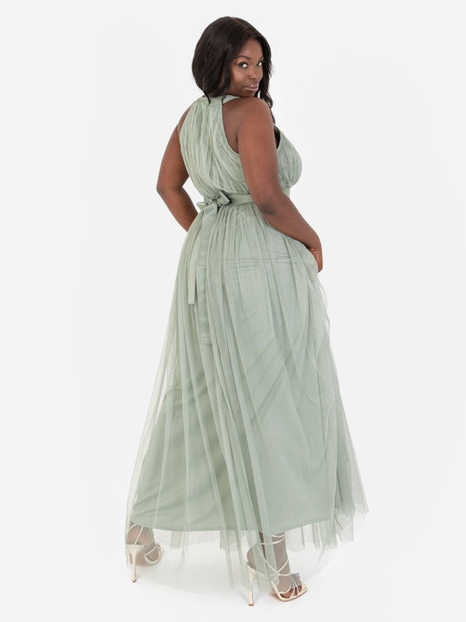 Anaya with Love Recycled Frosty Green Halter Neck Maxi Dress