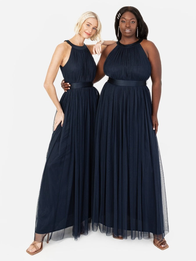 Anaya with Love Recycled Navy Halter Neck Maxi Dress
