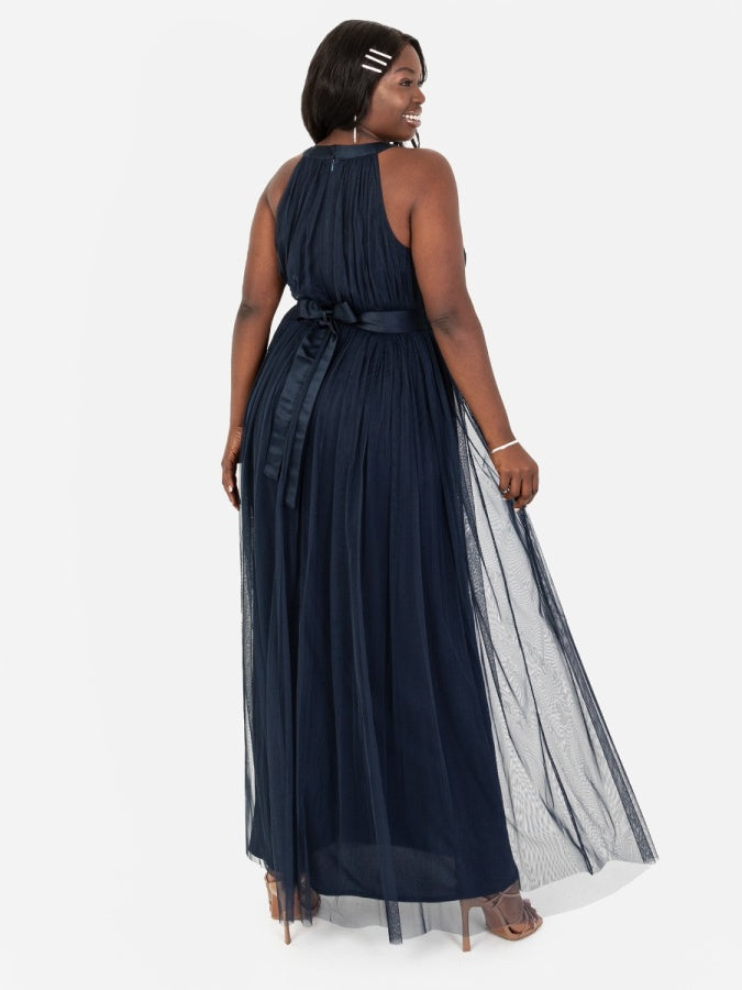 Anaya with Love Recycled Navy Halter Neck Maxi Dress