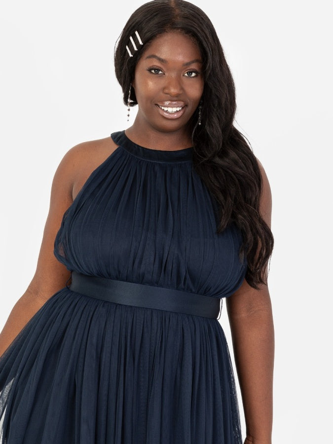 Anaya with Love Recycled Navy Halter Neck Maxi Dress