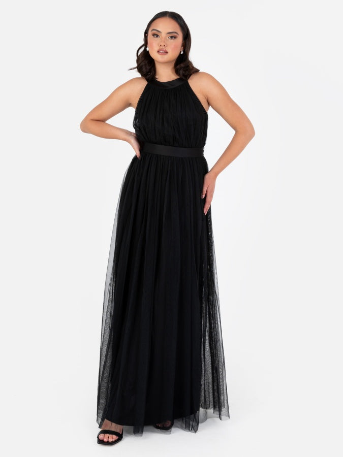 Anaya With Love Recycled Black Halter Neck Maxi Dress