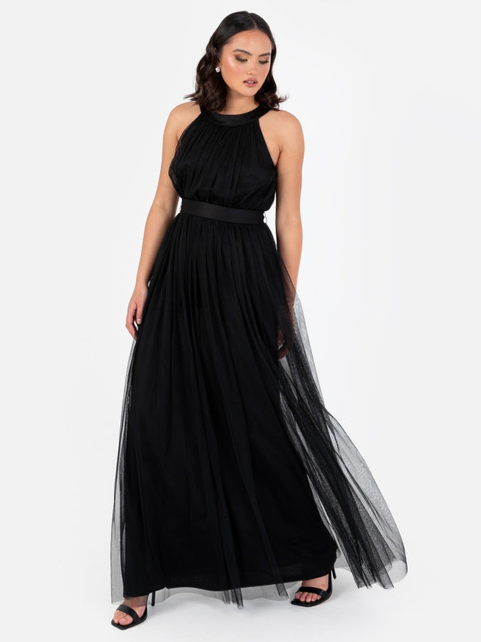 Anaya With Love Recycled Black Halter Neck Maxi Dress