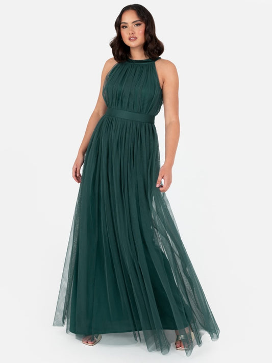 Anaya With Love Recycled Emerald Green Halter Neck Maxi Dress