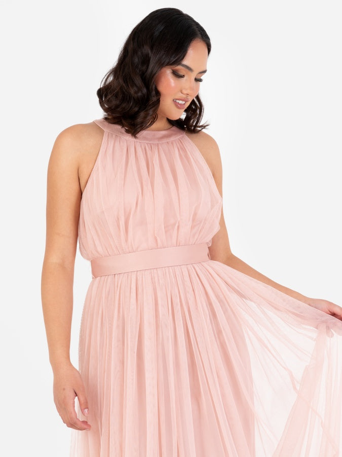 Anaya With Love Recycled Peach Halter Neck Maxi Dress