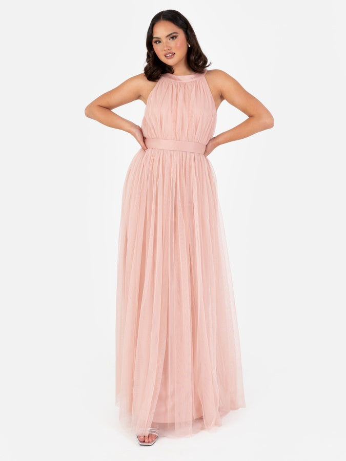 Anaya With Love Recycled Peach Halter Neck Maxi Dress