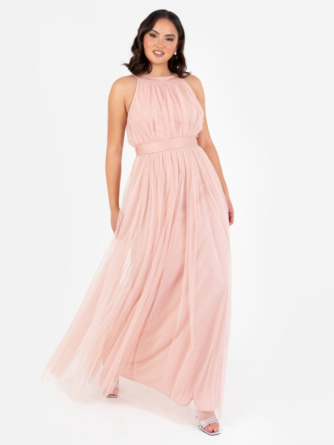 Anaya With Love Recycled Peach Halter Neck Maxi Dress