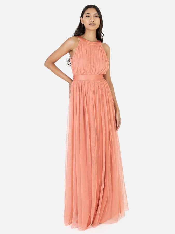 Anaya with Love Recycled Coral Halter Neck Maxi Dress