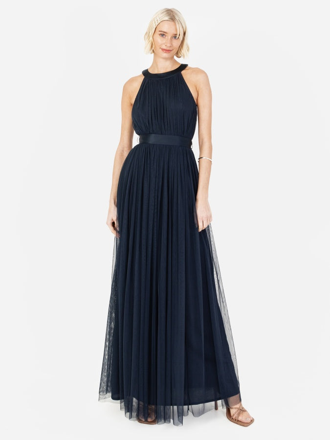 Anaya with Love Recycled Navy Halter Neck Maxi Dress