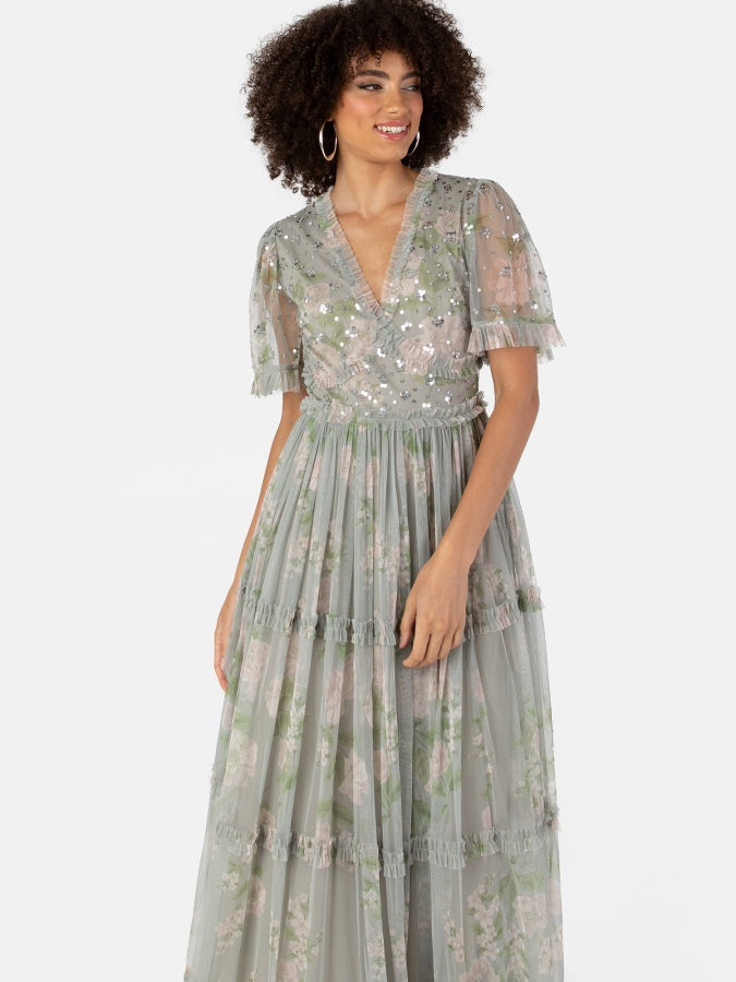 Anaya With Love Recycled Floral & Sequin Maxi Dress