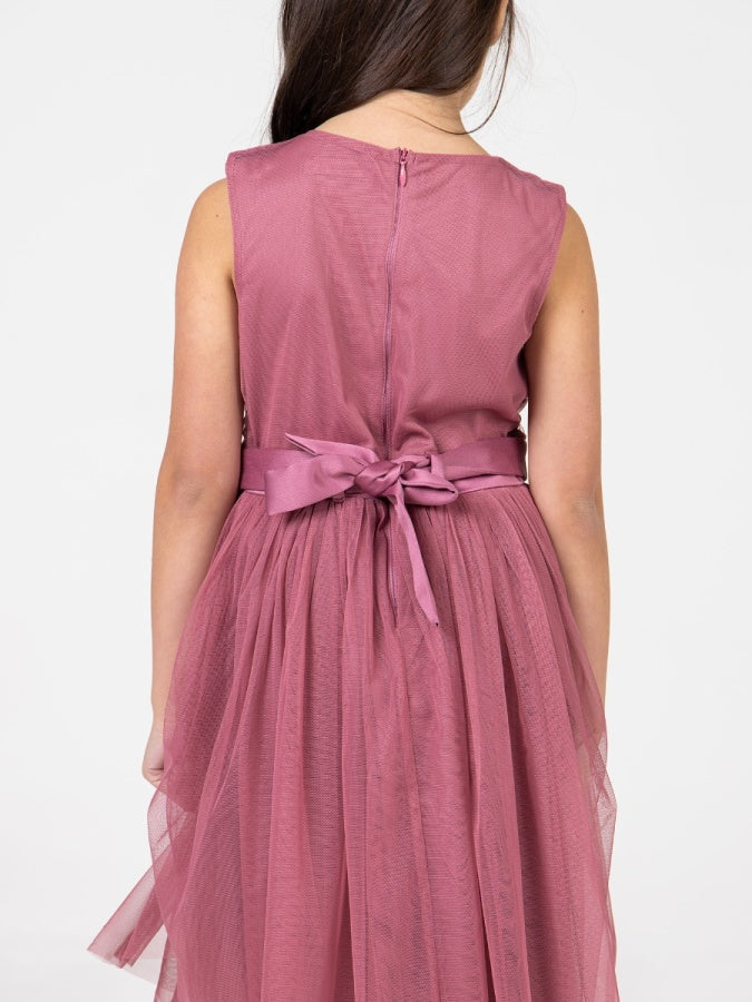 Mini Maya Desert Rose Delicate Sequin Midi Dress With Bow