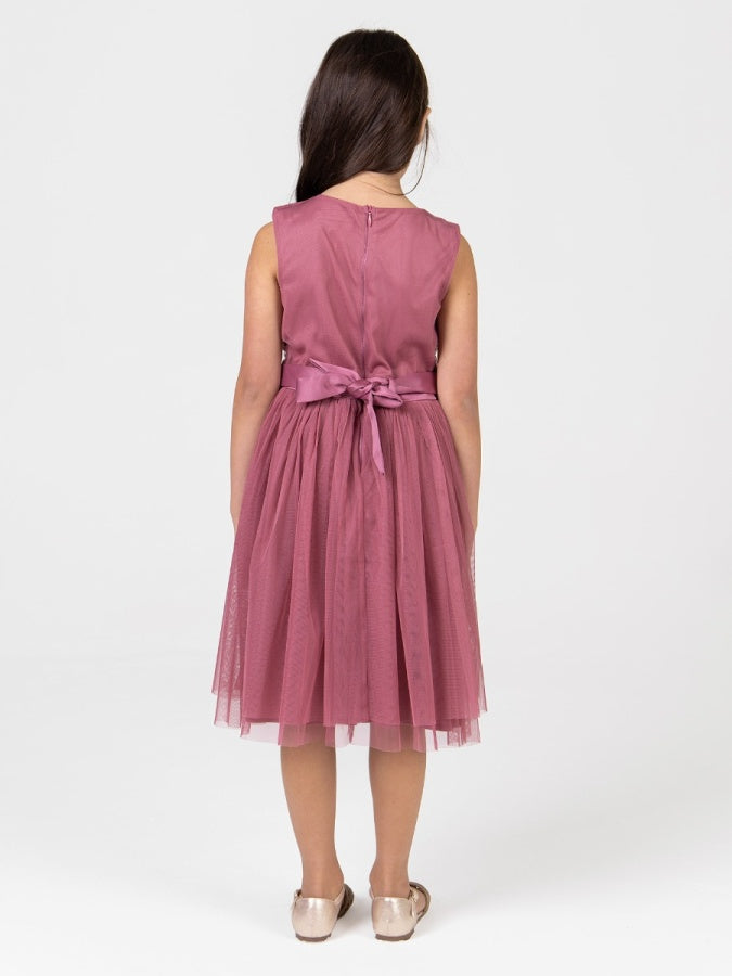 Mini Maya Desert Rose Delicate Sequin Midi Dress With Bow