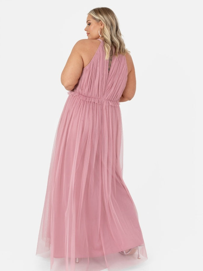Anaya With Love Recycled Blush Pink Keyhole Halter Neck Maxi Dress