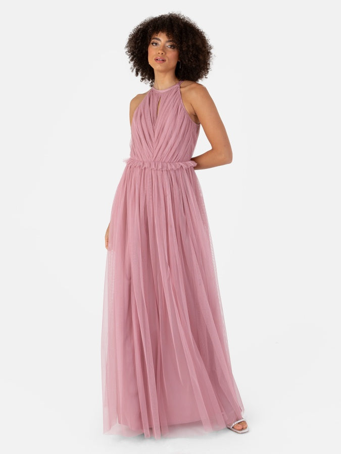 Anaya With Love Recycled Blush Pink Keyhole Halter Neck Maxi Dress