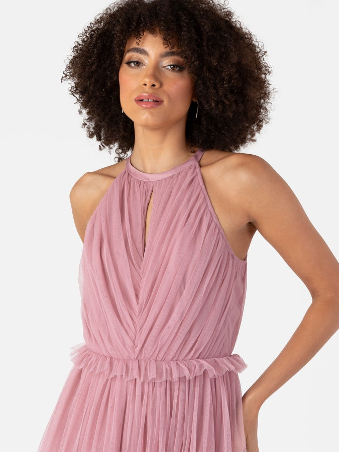 Anaya With Love Recycled Blush Pink Keyhole Halter Neck Maxi Dress