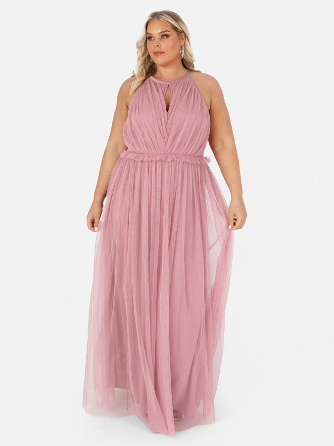 Anaya With Love Recycled Blush Pink Keyhole Halter Neck Maxi Dress